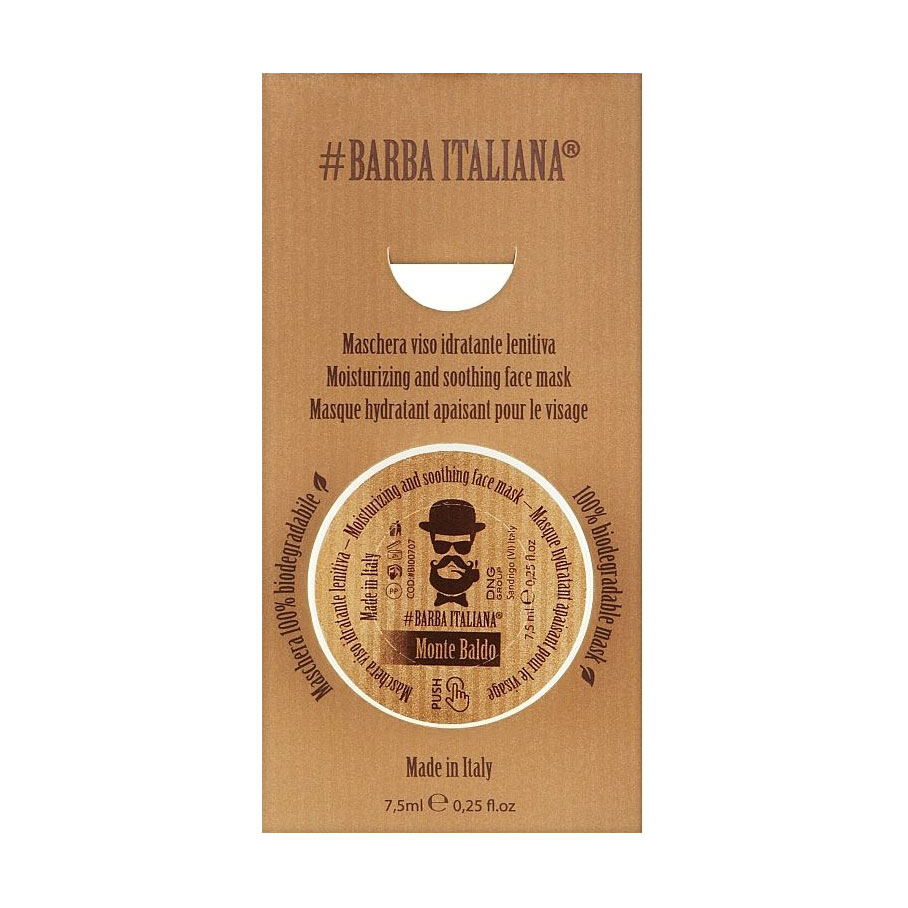 Чоловіча зволожувальна та заспокійлива маска для обличчя Barba Italiana Monte Baldo Moisturizing And Soothing Face Mask, 7.5 мл